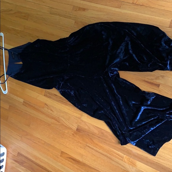 Suede royal blue jumpsuit - Picture 1 of 3